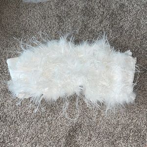 12th Tribe Chanel White Feaux Feather Top